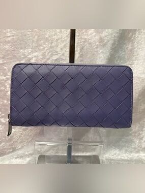 Bottega Veneta Intrecciato Zip Around Long Wallet Lavender Purple COA